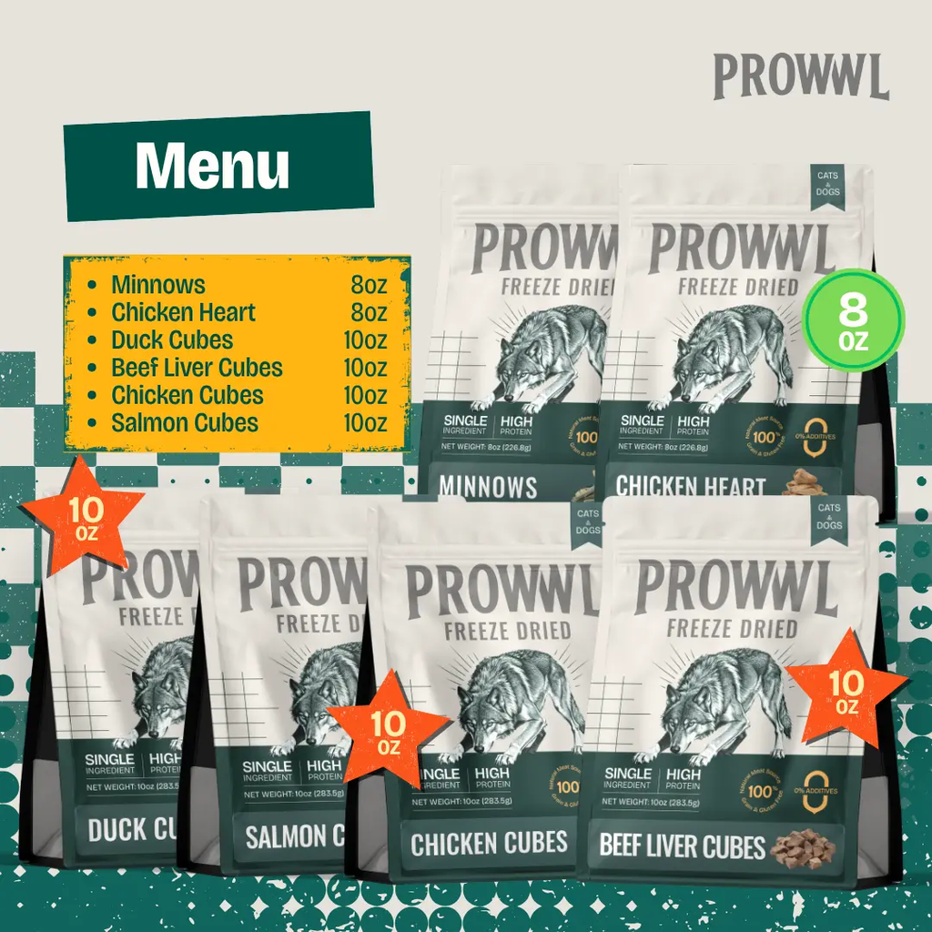PROWWL Freeze Dried Meat 8Oz/10Oz Pack, 100% Single Ingredient, Natural Meat Source, High Protein, Grain-Free, Gluten-Free, 0% Additives for Dogs & Cats
