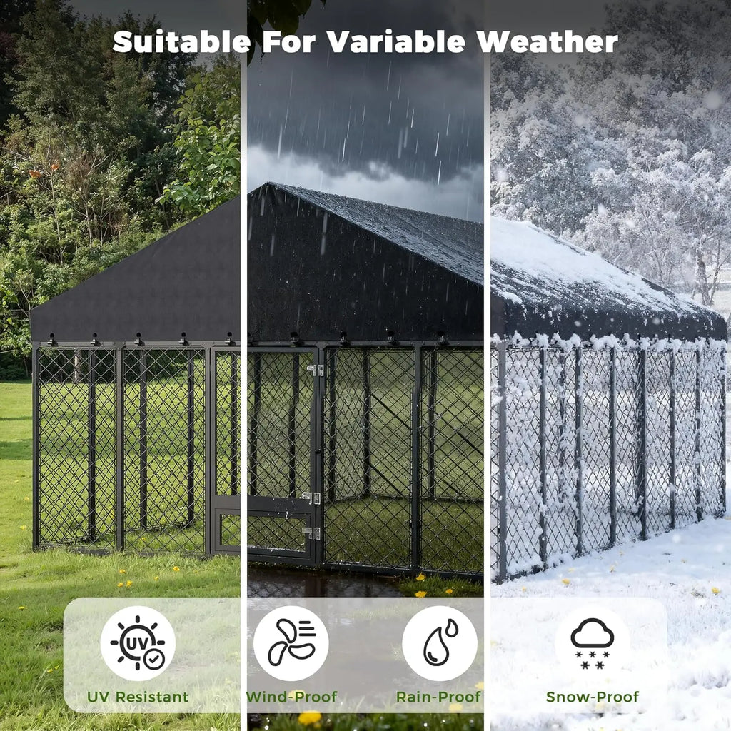[Summervibes]Maison BACKYARDS Large Size Walk-In Wire Mesh Outdoor Dog Kennel, Anti-Rust Steel Enclosure with Secure Double Locks, Uv-Resistant Waterproof Roof Cover, Weatherproofing for Large Dogs (2-3 Packages Delivery) Tiktokshopspringglowup,Summervibe
