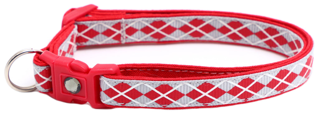 Red Argyle Breakaway Cat Collar-40