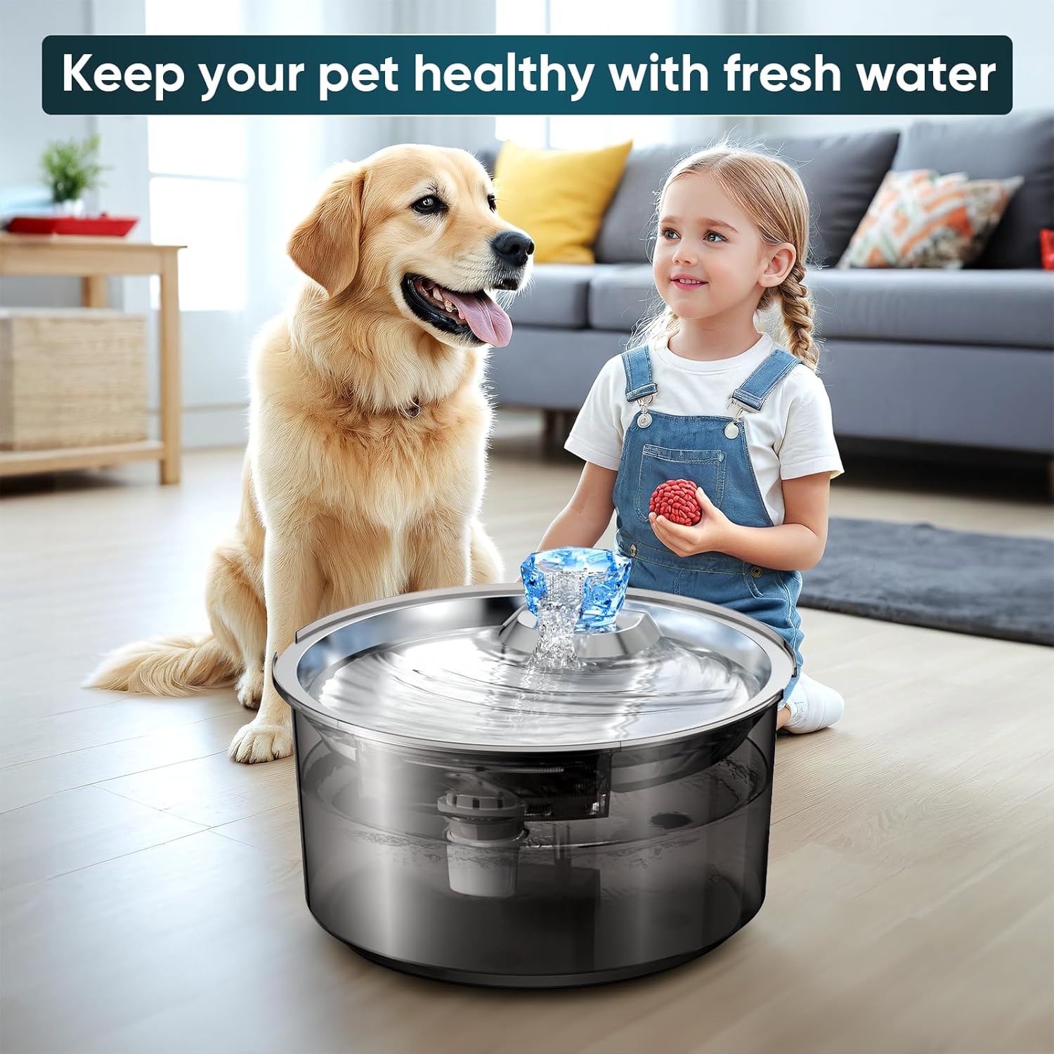 2.6 Gallon Automatic Dog & Cat Water Fountain – Filtered Pet Drinking Dispenser for Multiple Pets