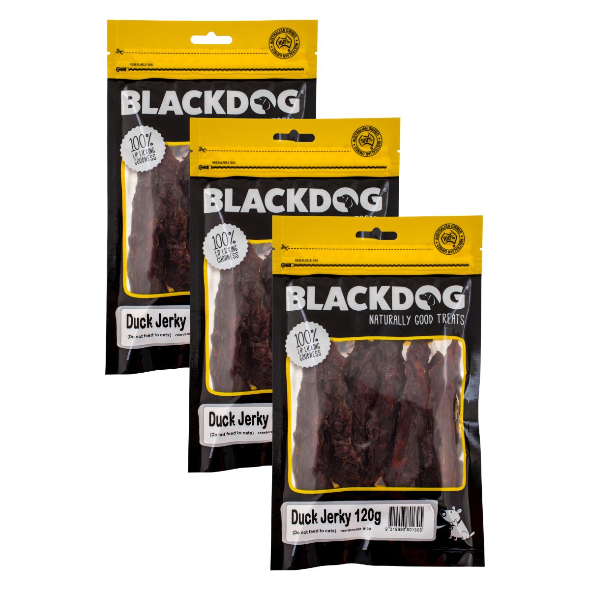 Blackdog Duck Jerky Dog Treats 120g x3 High Protein Low Fat