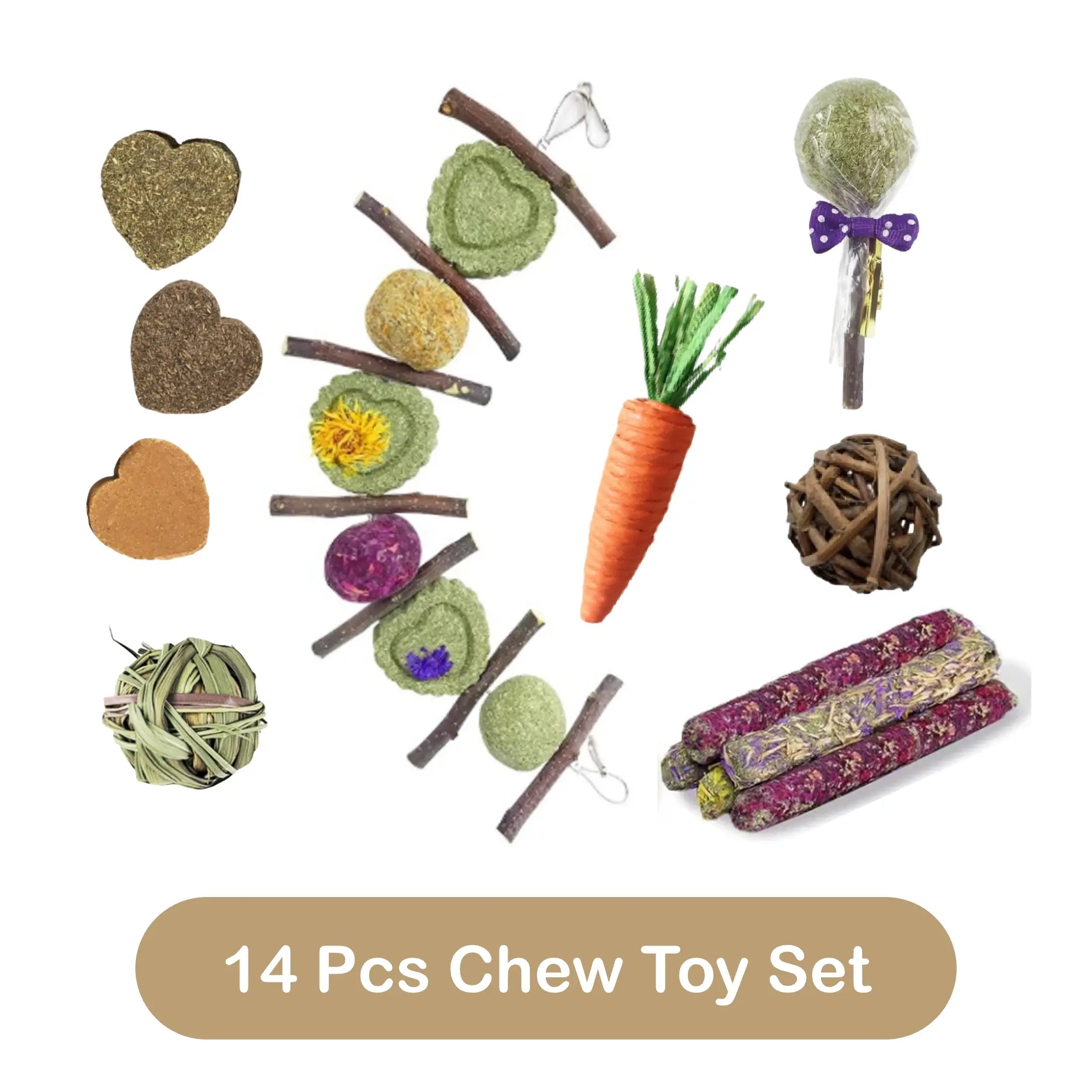 Rabbit Chew Toys Set, Natural Apple Sticks & Timothy Hay Treats, Molar Toys for Bunny, Guinea Pig, Small Pets, Cage Accessories for Teeth Grinding #Summervibes